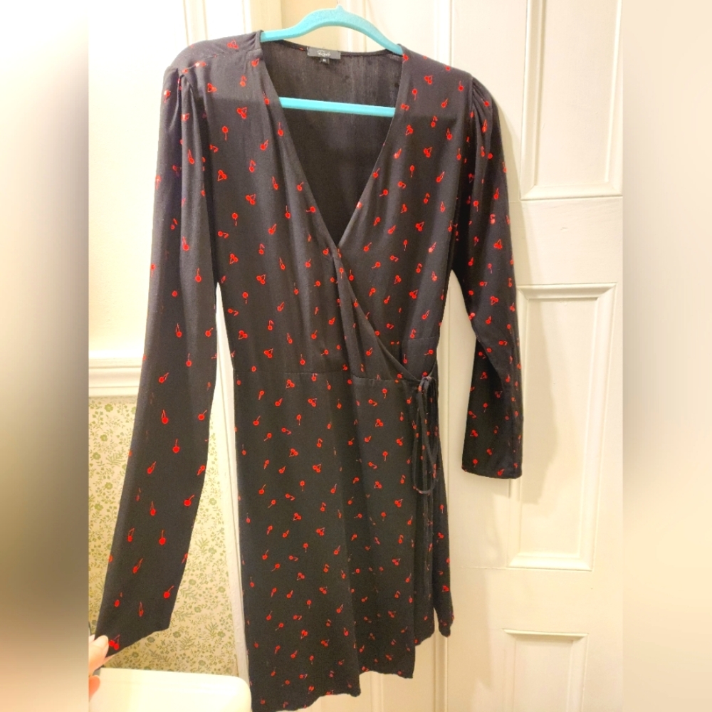 RAILS Lola Metallic Cherries Wrap Dress Size Medium